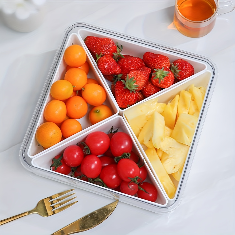 Storage Containers Veggie Tray With Lid Divided Snack Box - Temu