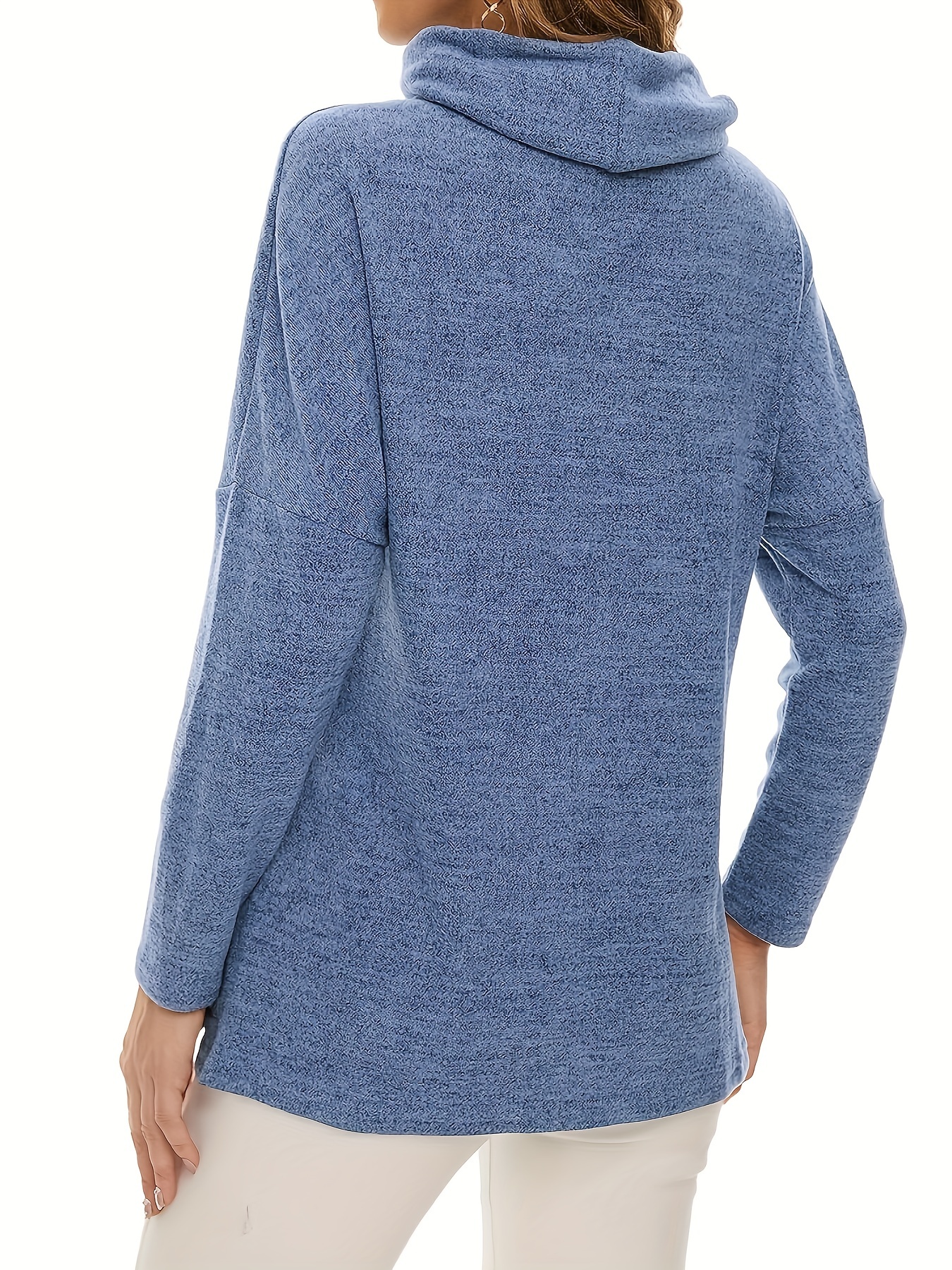 Cozy Women's Cowl Neck Sweatshirt Pockets Soft Stylish Long - Temu
