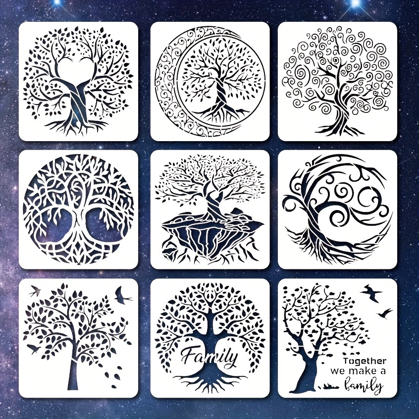 Tree Stencils Tree Of Life Stencil For Painting On Wood Airbrush Natural  Plants Small Palm Tree Drawing Templates For Canvas Wall Floor Decor DIY Art