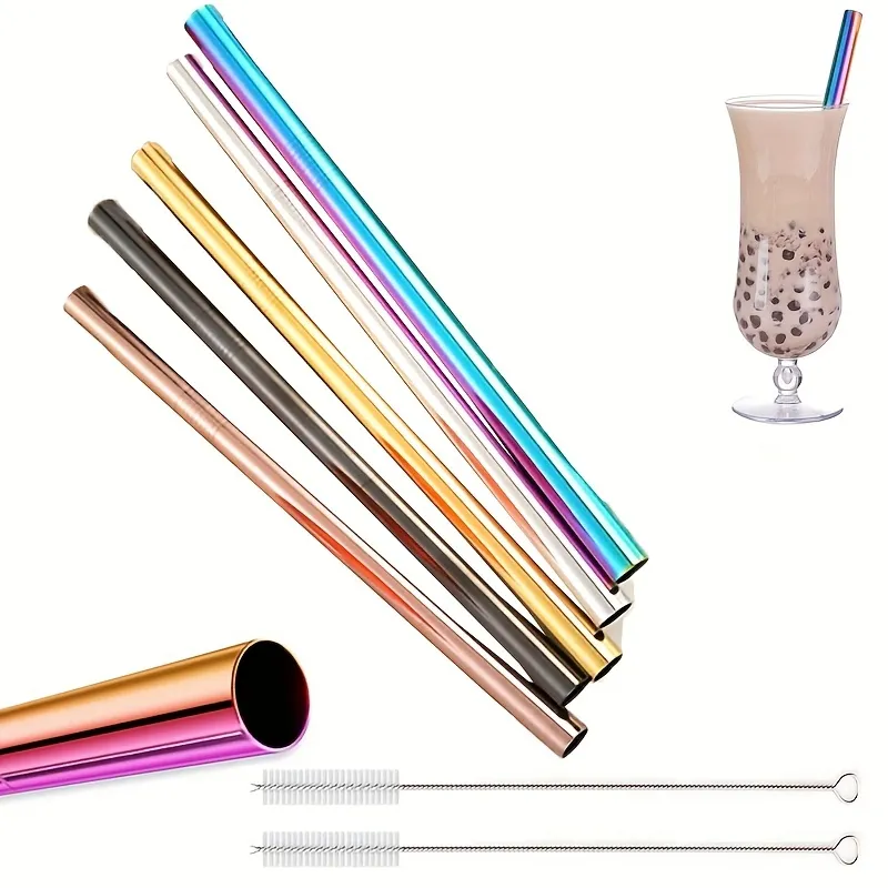 304 Stainless Steel Milk Tea Straw Set - Large Straight Straw For Boba,  Milkshake, And More - Reusable And Durable - Temu Hungary