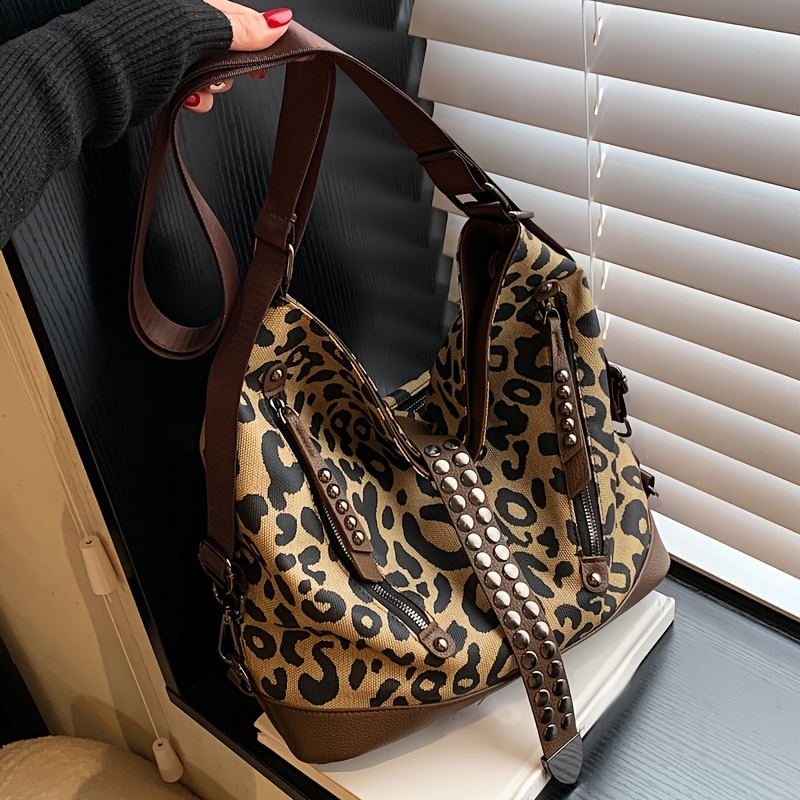 Leopard Print Tote Bag /leopard Print Leather Bag / Leopard 