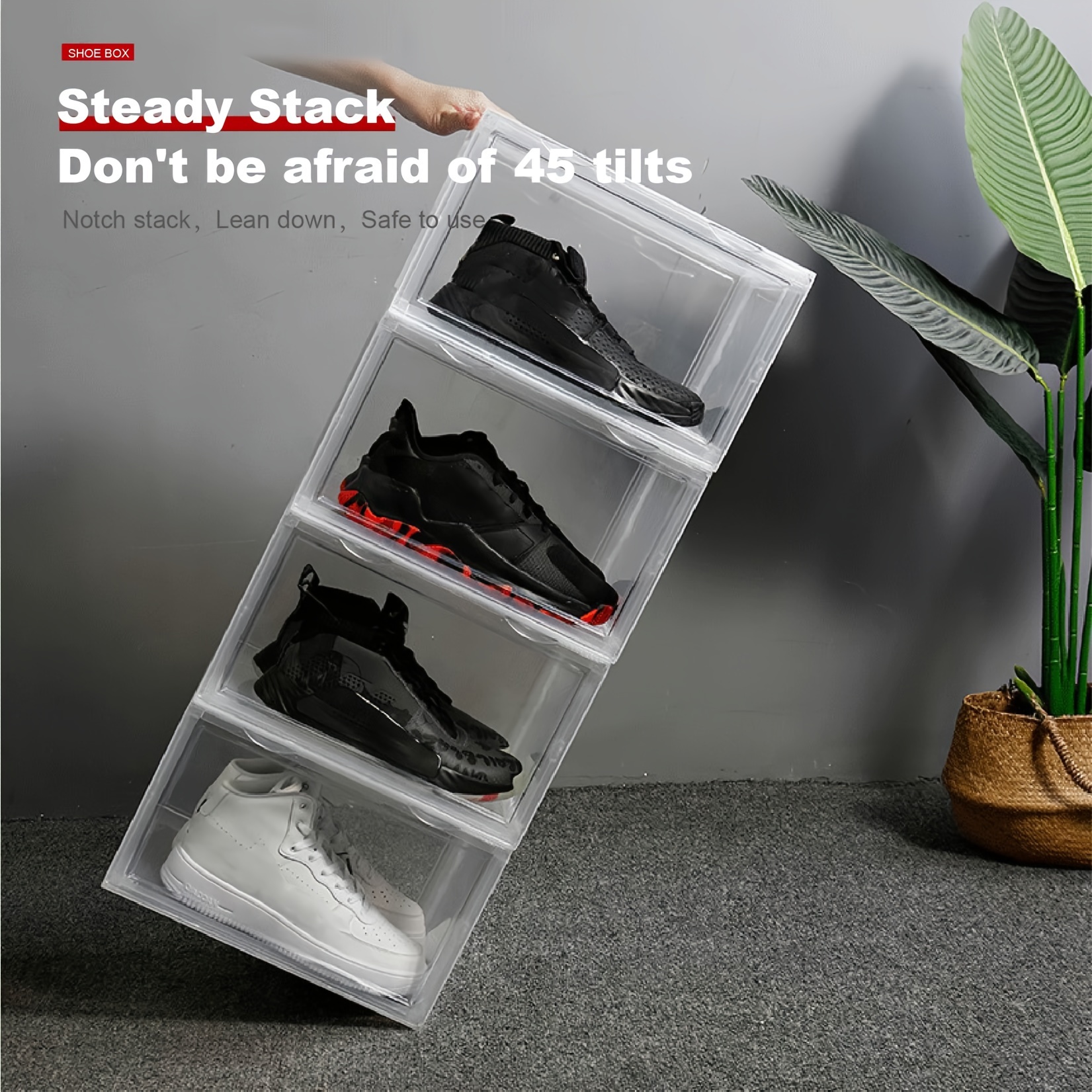 Caja De Almacenamiento De Zapatos Con Tapa Gruesa Caja De Zapatos De  Plástico Transparente Apilable Cajas