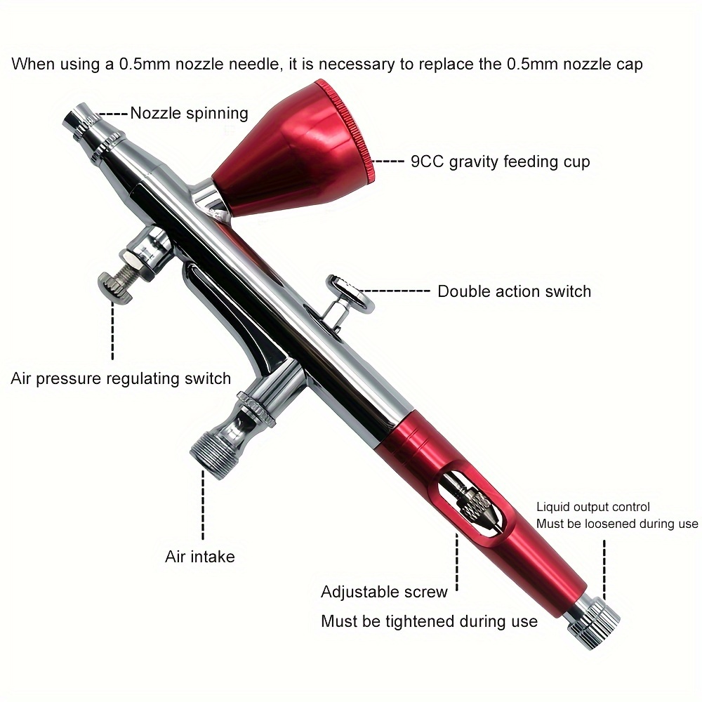 Dual Action Airbrush Kit 0.3mm Air Brush Compressor Paint Spray Gun Craft  Paint