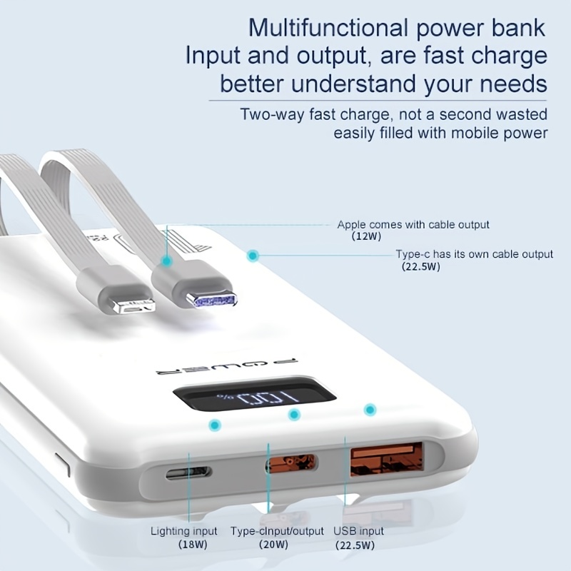 10000mah Usb Output Portable Charger Power Bank Fast - Temu