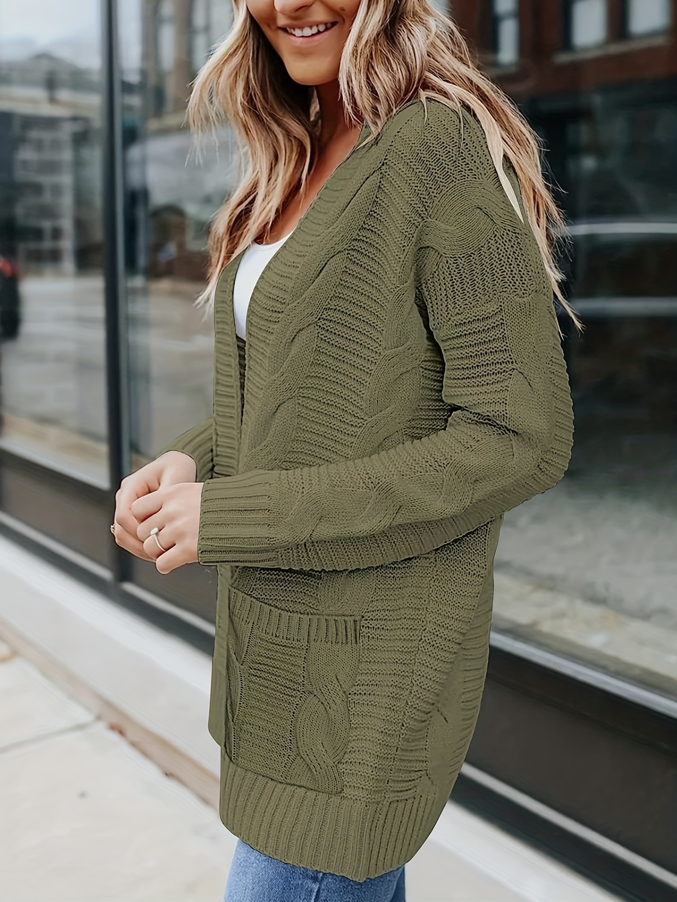 Olive green clearance knit cardigan