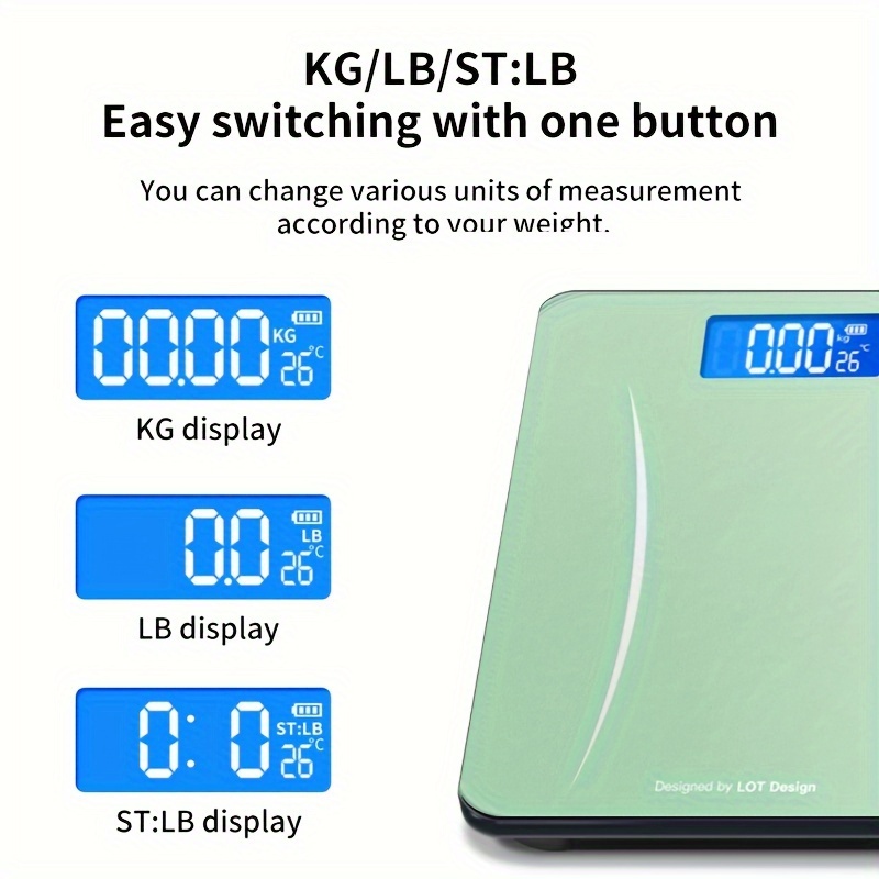  Digital Bathroom Scale - Highly Accurate Body Weight Scale with  Lighted LED Display, Fashion Round Corner Design 1 : Health & Household
