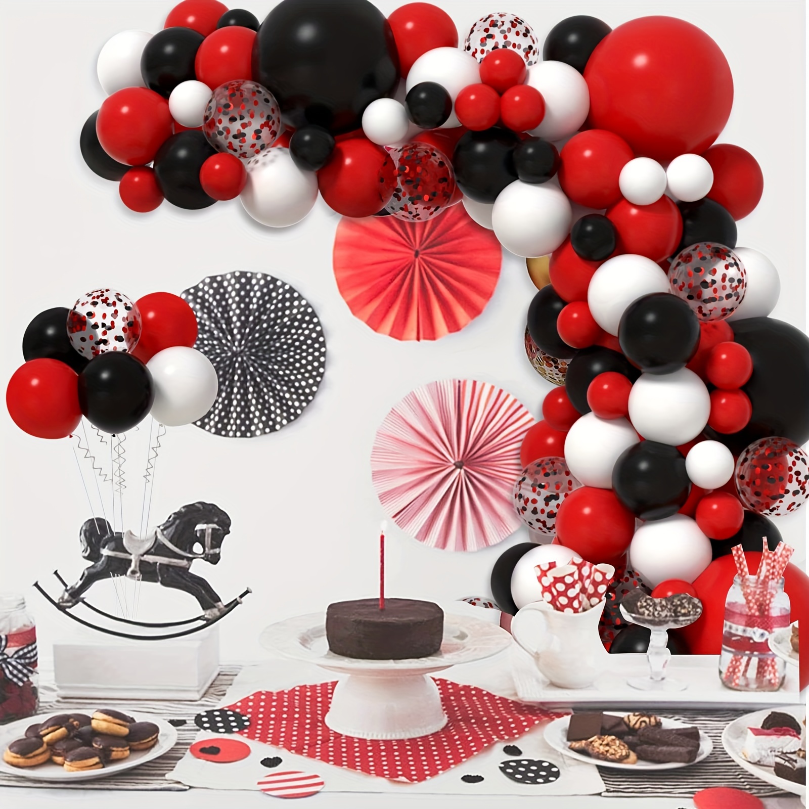 120 PCS Red and Black Party Decorations for Women Men, Birthday Decorations  for