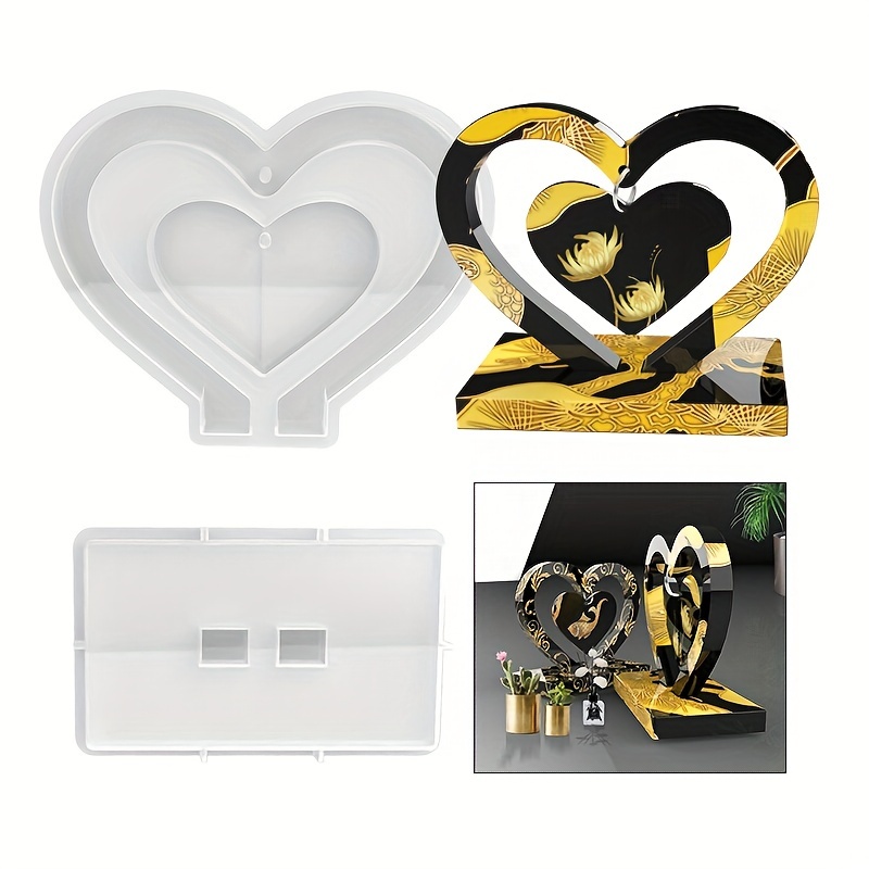 Epoxy Resin Double Heart Photo Frame Crystal Silicone Mold - Temu