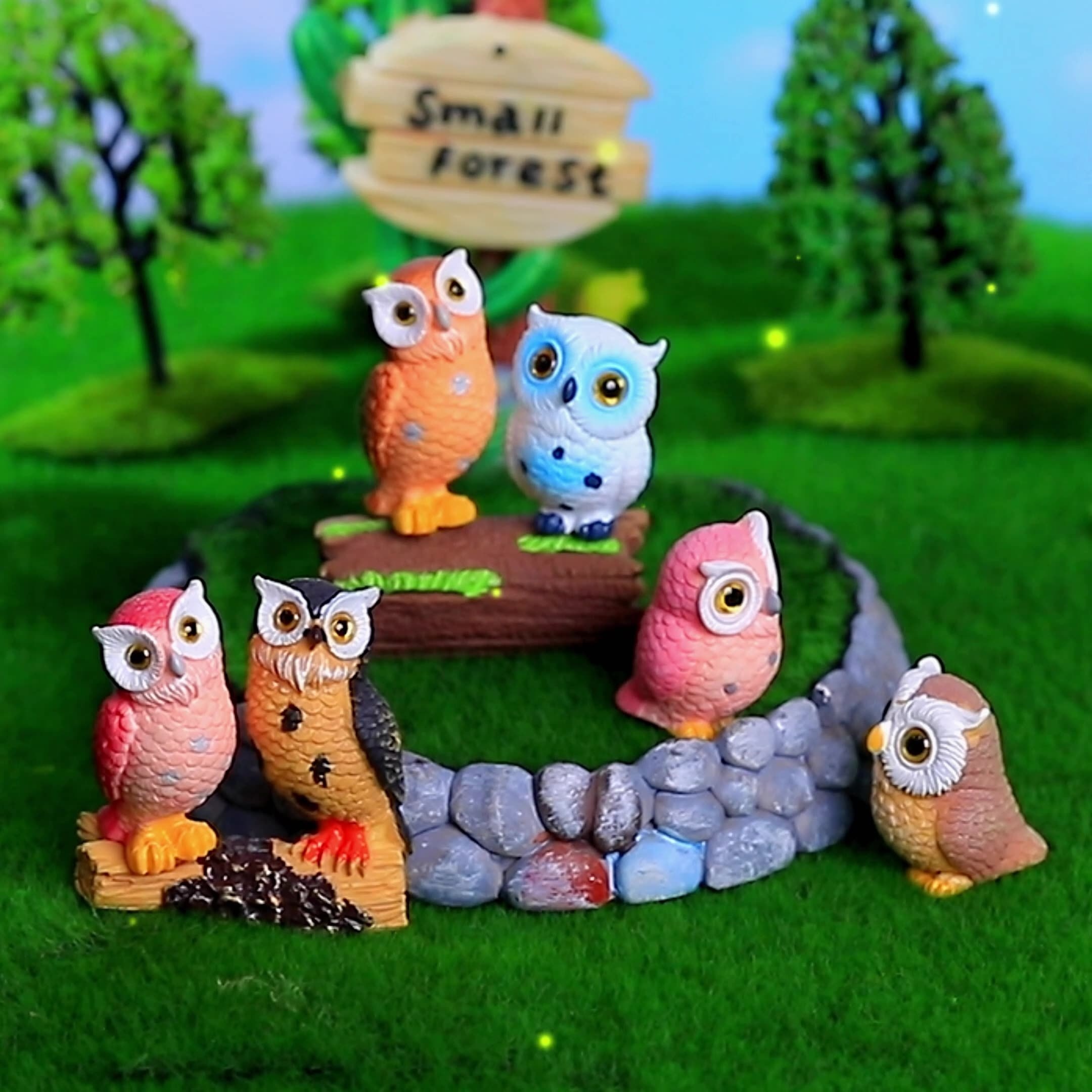 Aydinids 32 Pcs Miniature Owl Resin Mini Owls Mini Animals Figures Micro  Owls Figurines for Moss Landscape DIY Terrarium Fairy Garden Accessories  Home
