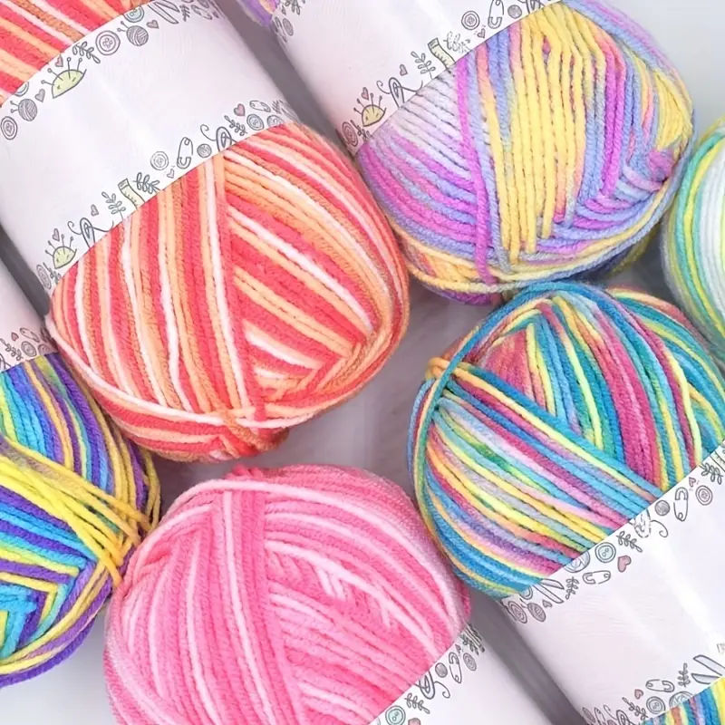 6 Rainbow Colorful Yarn For Knitting And Crocheting - Temu
