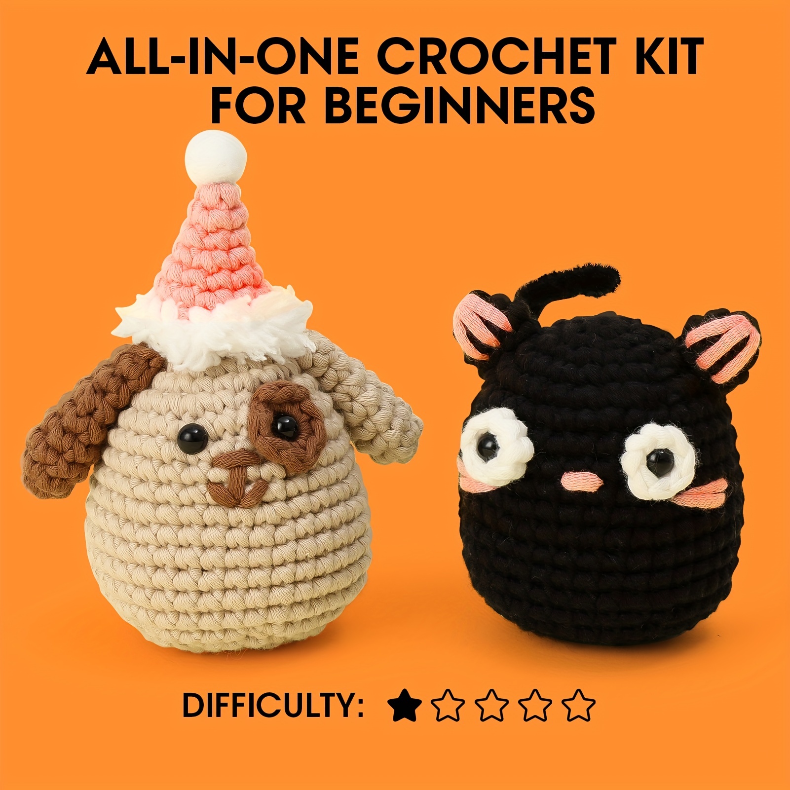  Beginners Crochet Kit, Crochet Animal Kit, All in One