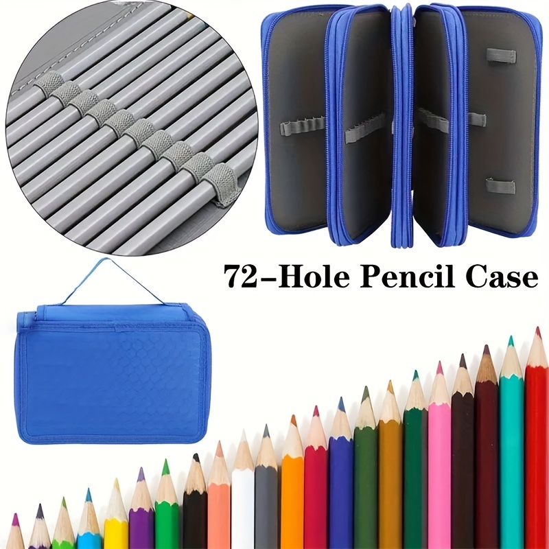 Large Pencil Case, 72 Slots Colored Pencil Holder Pouch Bag Stationery  Organizer