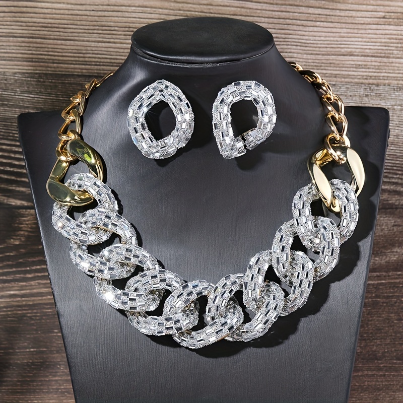 Handmade Earrings Plus Necklace Hip Hop Style Jewelry Set Chunky