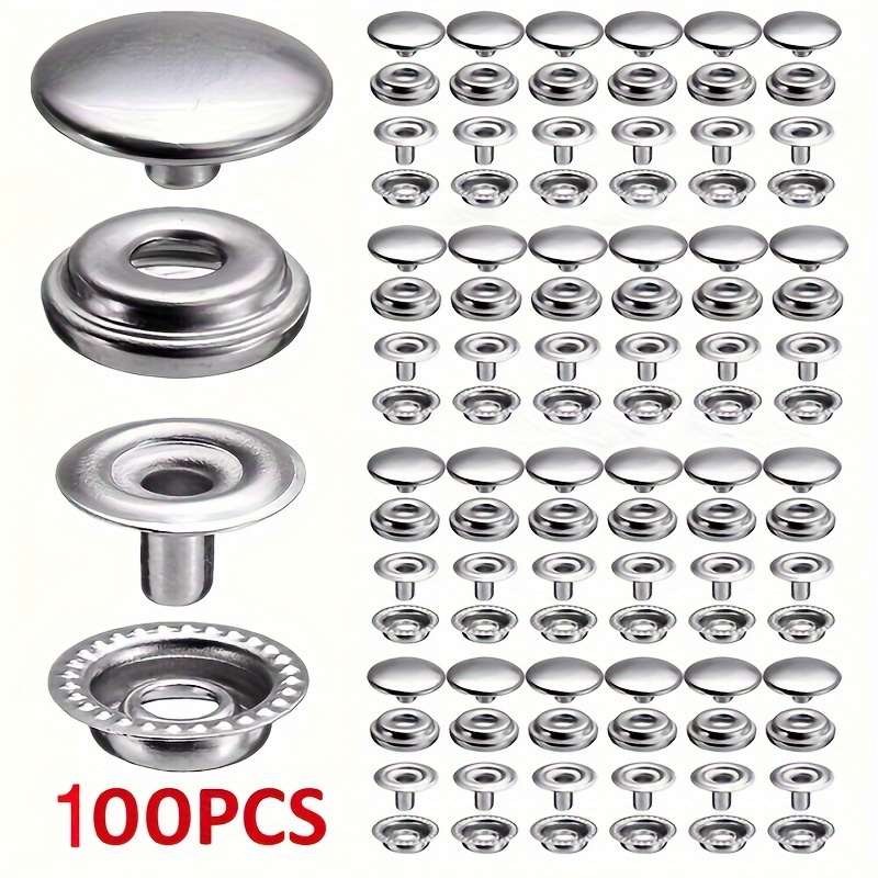 Snap Fasteners Kit Metal Button Snaps Press Studs With - Temu