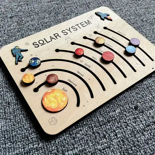 Sistema solar de madeira quebra-cabeça crianças jogo de tabuleiro