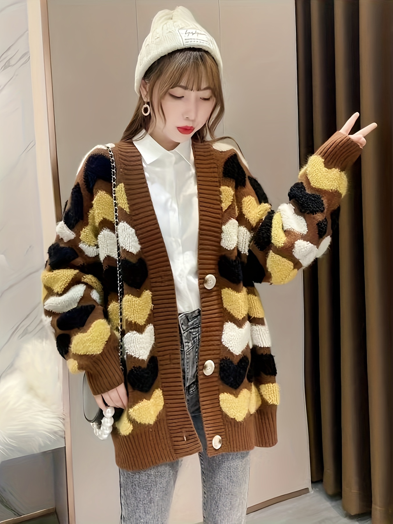 Cardigan Femme Vintage à Rayures Bleues Et Blanches - Avec Noeud Papillon - Manches Courtes - Occasion TB