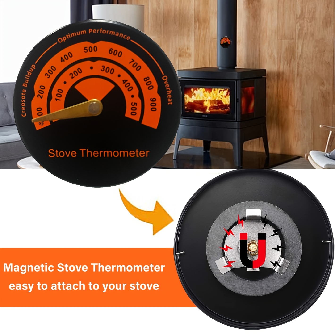 Thermomètre de Poêle Magnétique