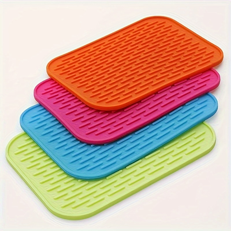 1pc Red Foldable Dish Drying Mat, Silicone Dish Drainer Mat For
