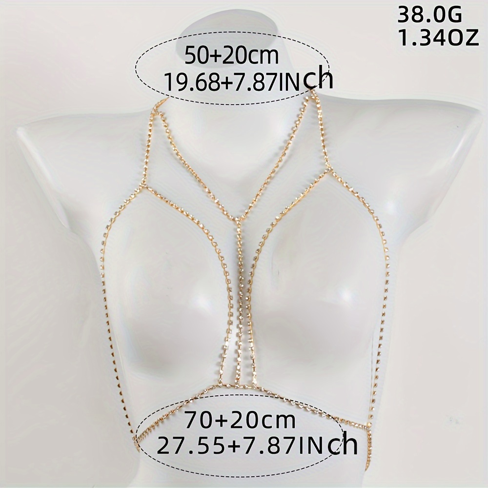 Shiny Rhinestone Bra/Chest Body Chain Cover Harness Necklace