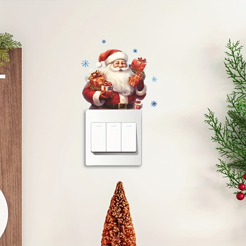 Merry Christmas Removable Switch Stickers, Funny Santa Claus And