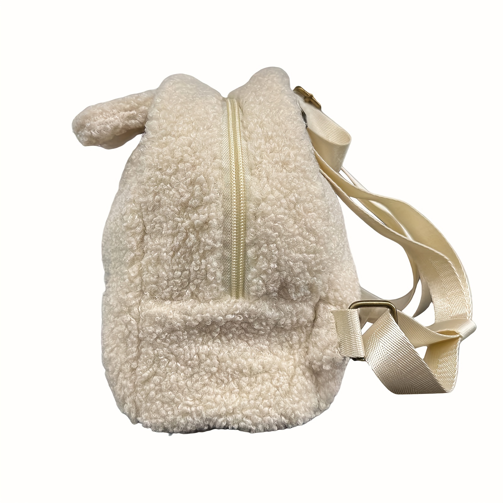 Kawaii Bunny Shaped Backpack, Plush Trendy Zipper Rucksack, All