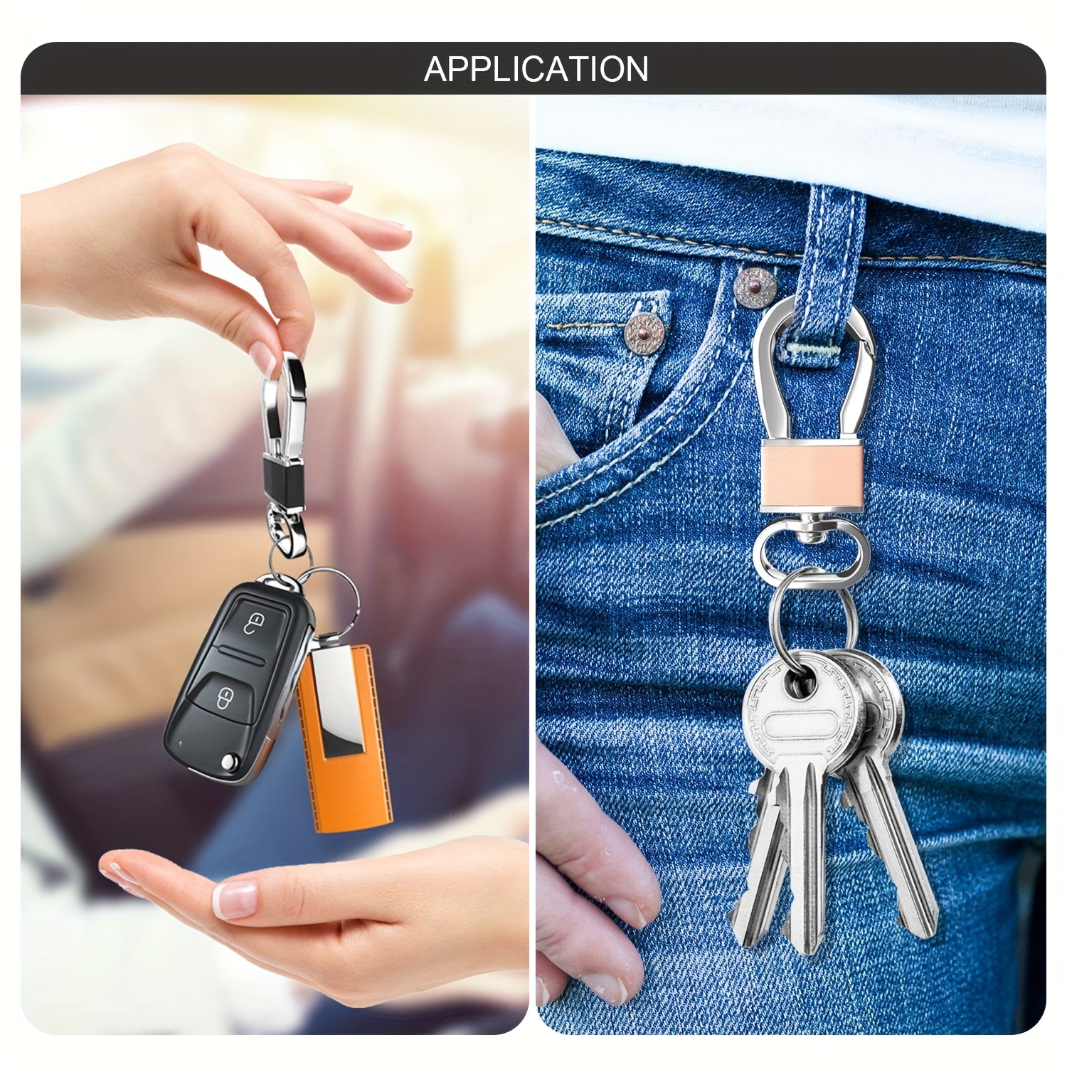 2 Pack Metal Keychain Carabiner Clip Key Ring Holder for Car Keys Purse  Finder