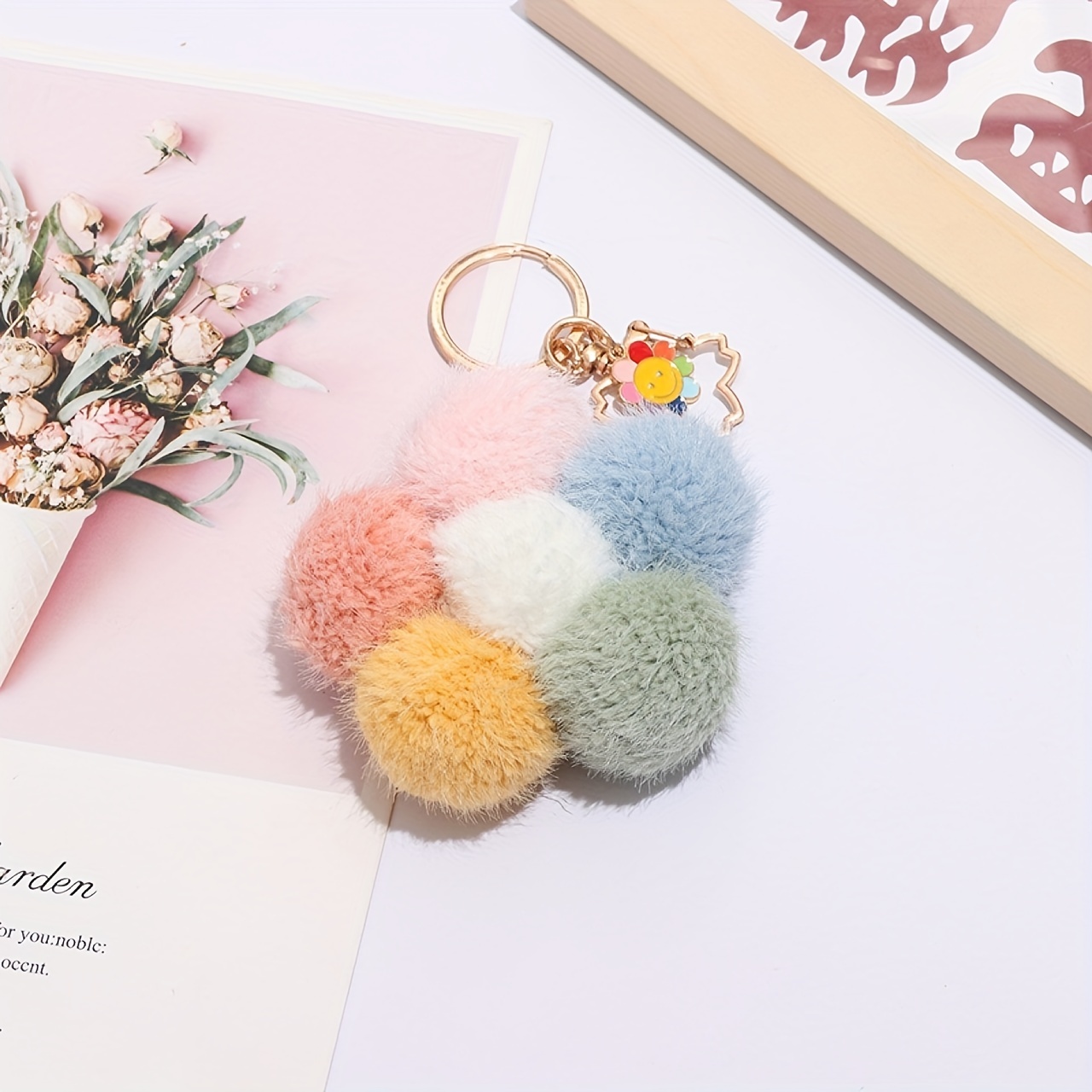 Butterfly Leaf Pom Pom Keychain Cute Fairy Core Key Ring Purse Bag Backpack  Car Key Charm Women Girls Valentines Day Gift, Today's Best Daily Deals