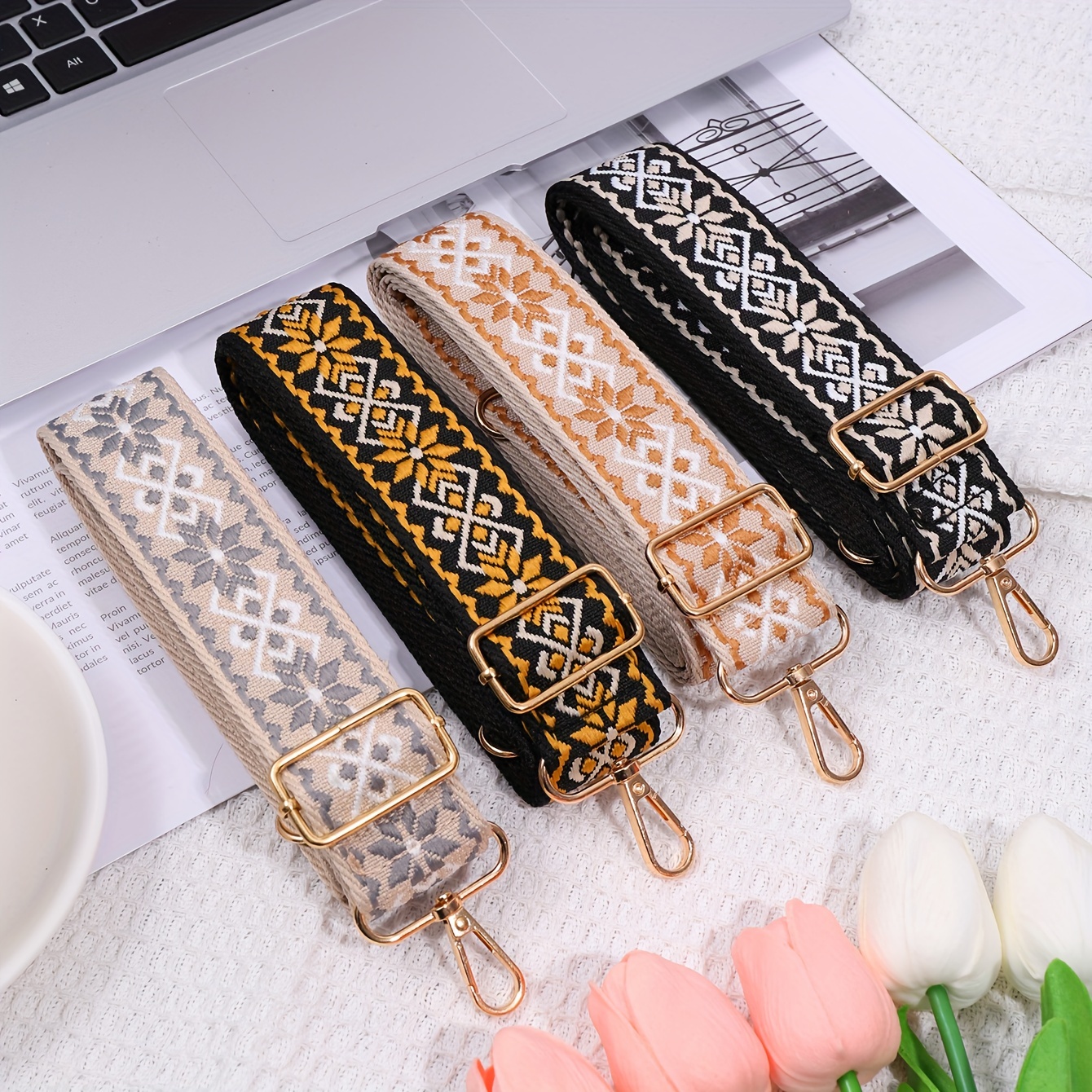 Vintage Embroidery Wide Bag Strap, Replacement Wide Shoulder Bag Crossbody Bag  Purse Strap, Diy Ethnic Travel Accessories - Temu