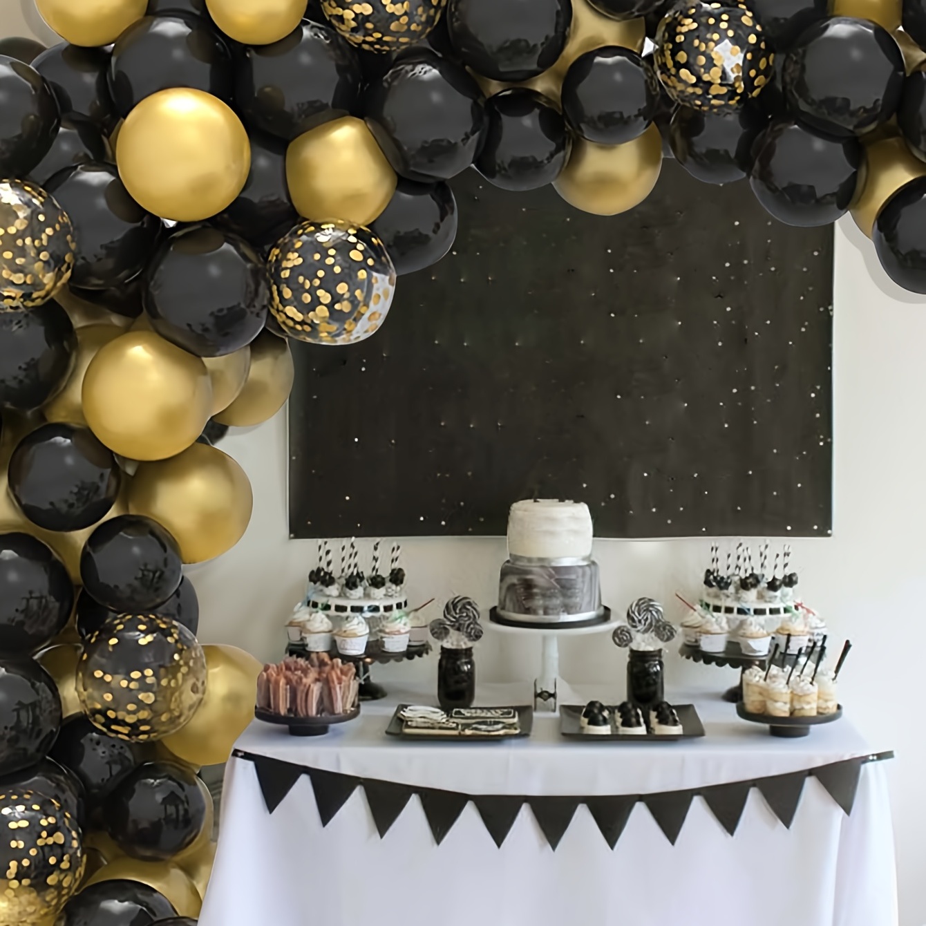 Confetti Balloon Cake Topper Arch Garland Birthday Wedding Decoration GOLD  BLACK