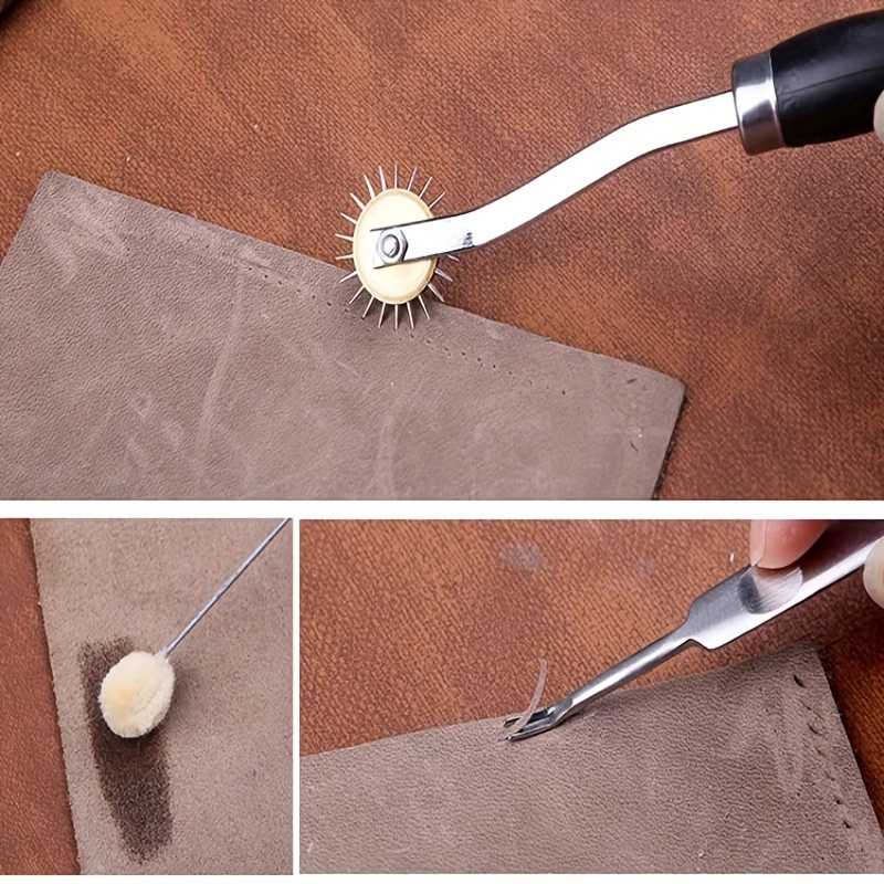 Wamkon Outils d'artisanat du cuir Kit d'outils de travail du cuir avec sac  de rangement personnalisé Outils de sculpture sur cuir Artisanat du cuir  pour couper, poinçonner, coudre, sculpter, estamper : 