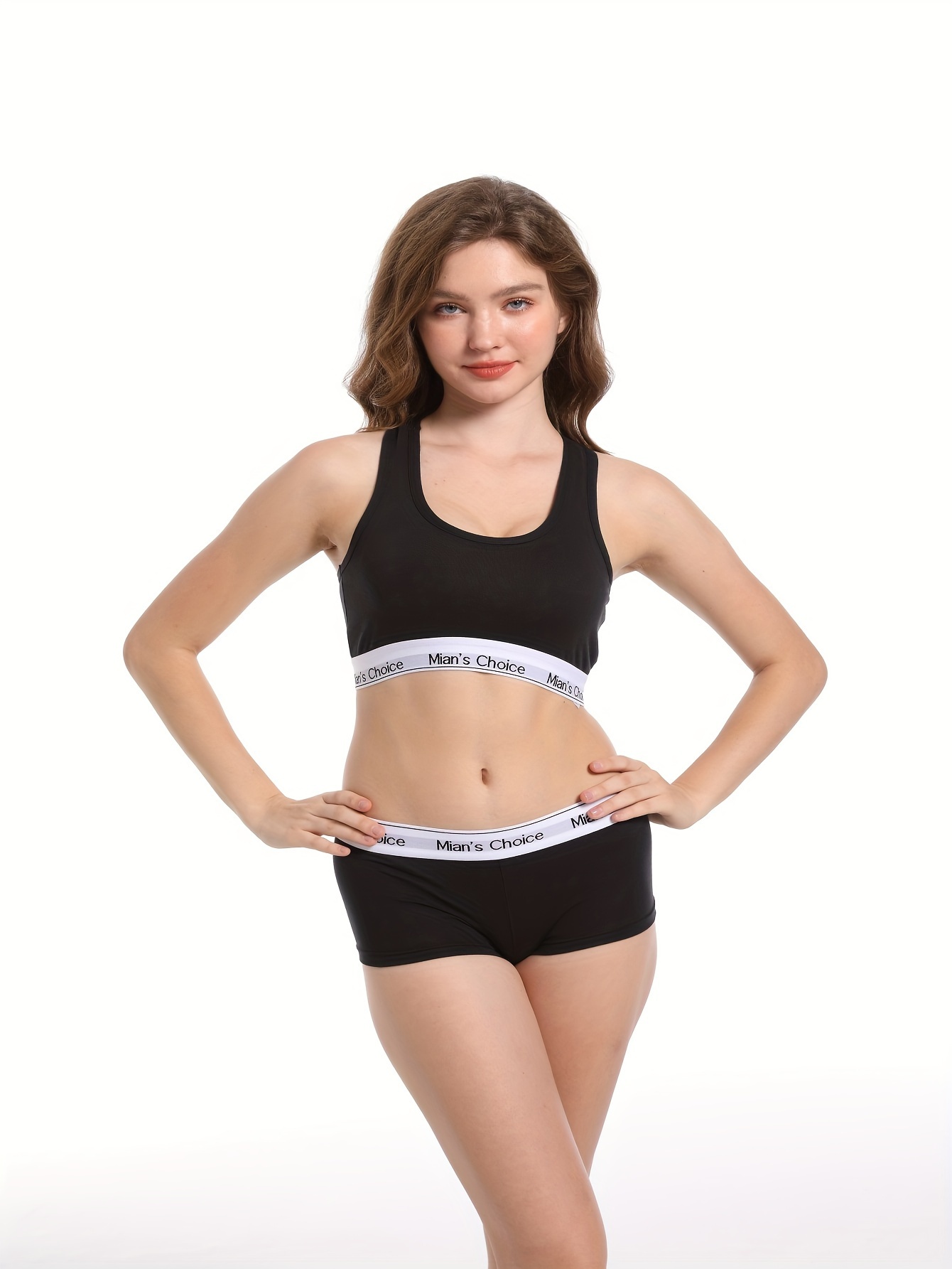 Slim Fit Sporty Set Racer Back Round Neck Crop Tank Top - Temu