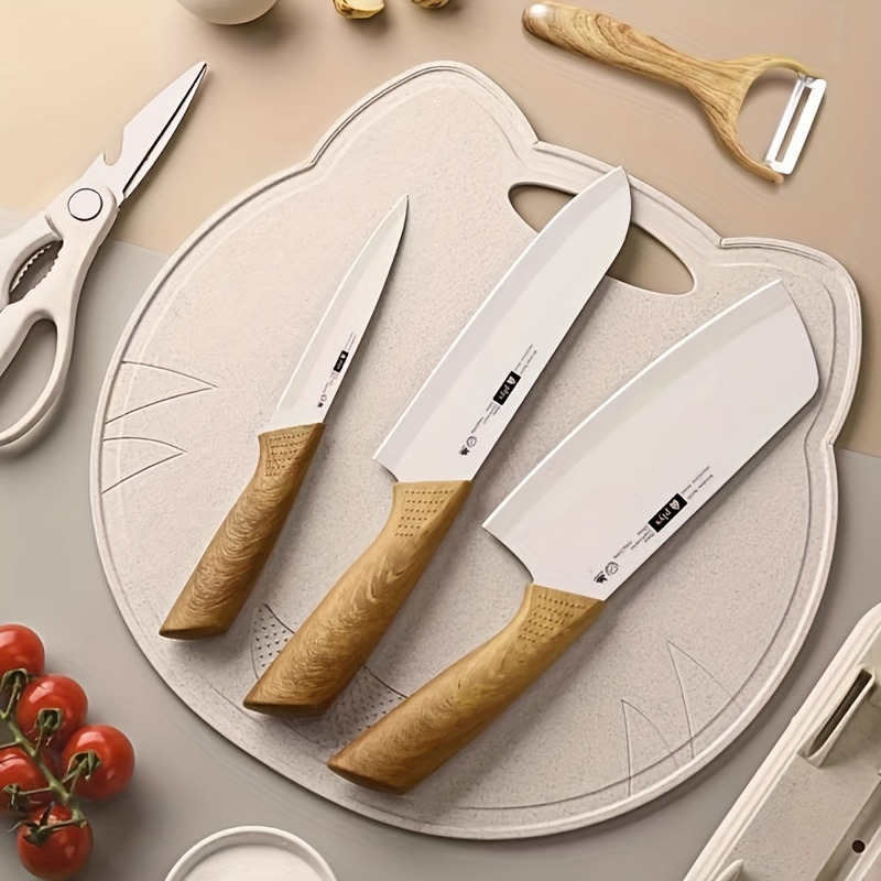 Stainless Steel Mezzaluna Knife And Wood Cutting Board Set - Temu