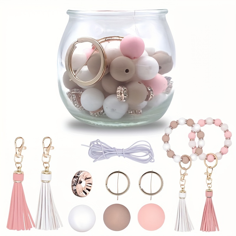  6sisc 159Pcs DIY Silicone Beads Set Pink Octagonal Bead for Making  Necklace Bracelet Keychain Boho Rainbow Round Loose Bead with Rope Jewelry  Handmade Crafts Accessory Kit for Women Girls : Arts