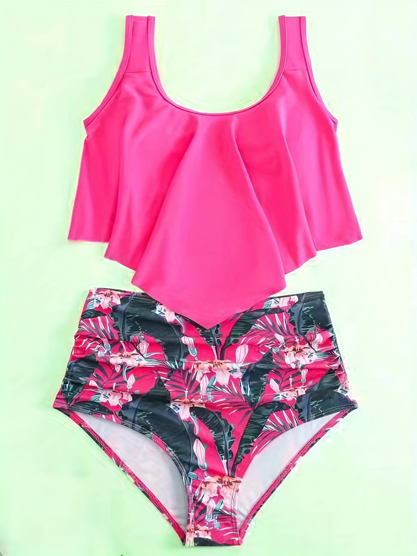 Women Tropical Tankini Swimwear - Temu