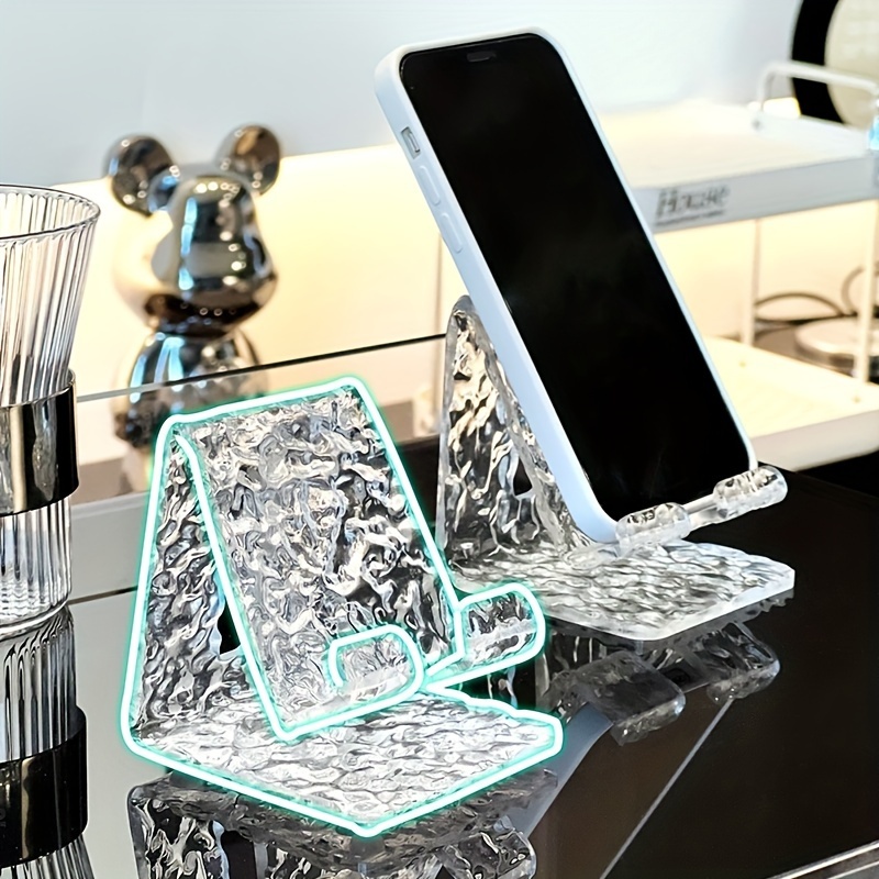 

Acrylic Corrugated Transparent Mobile Phone Stand, Flat Stand, Office Desktop Portable, Sturdy, Thick And Substantial Stand