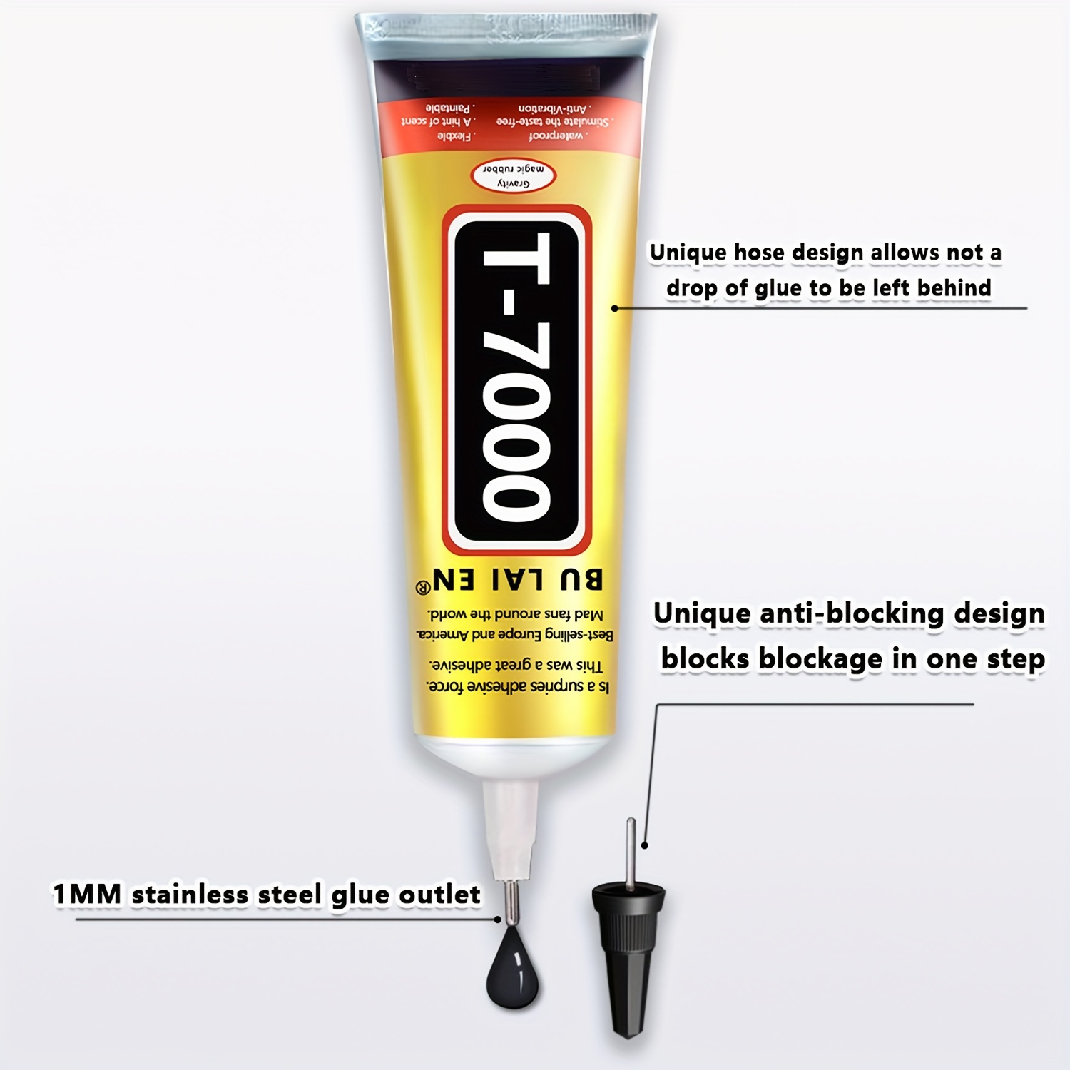 1pc T-7000 Black Glue 1.69oz Adhesive, Multi-Purpose Semi-fluid Glue, Black  Liquid Epoxy Glue For DIY Crafts Glass Phone Case Metal Fabric