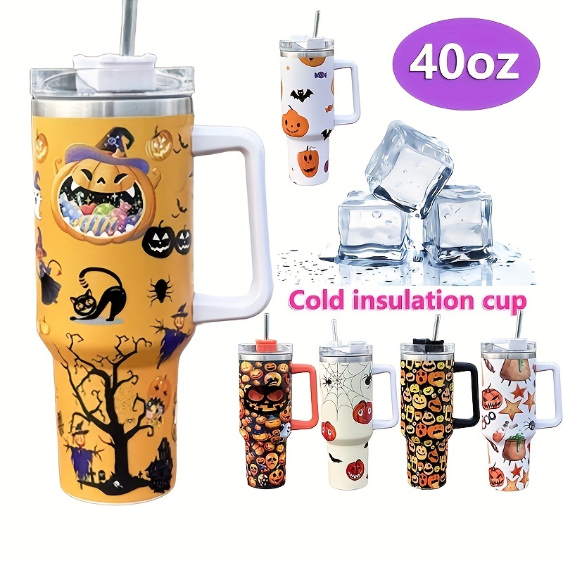 15oz Halloween Spooky Themed Kids Insulated Stainless Steel Water Bottle  with Straw & Brush Tumbler Cups for Boys & Girls Gift for School, Hand Wash  Only - Yahoo Shopping