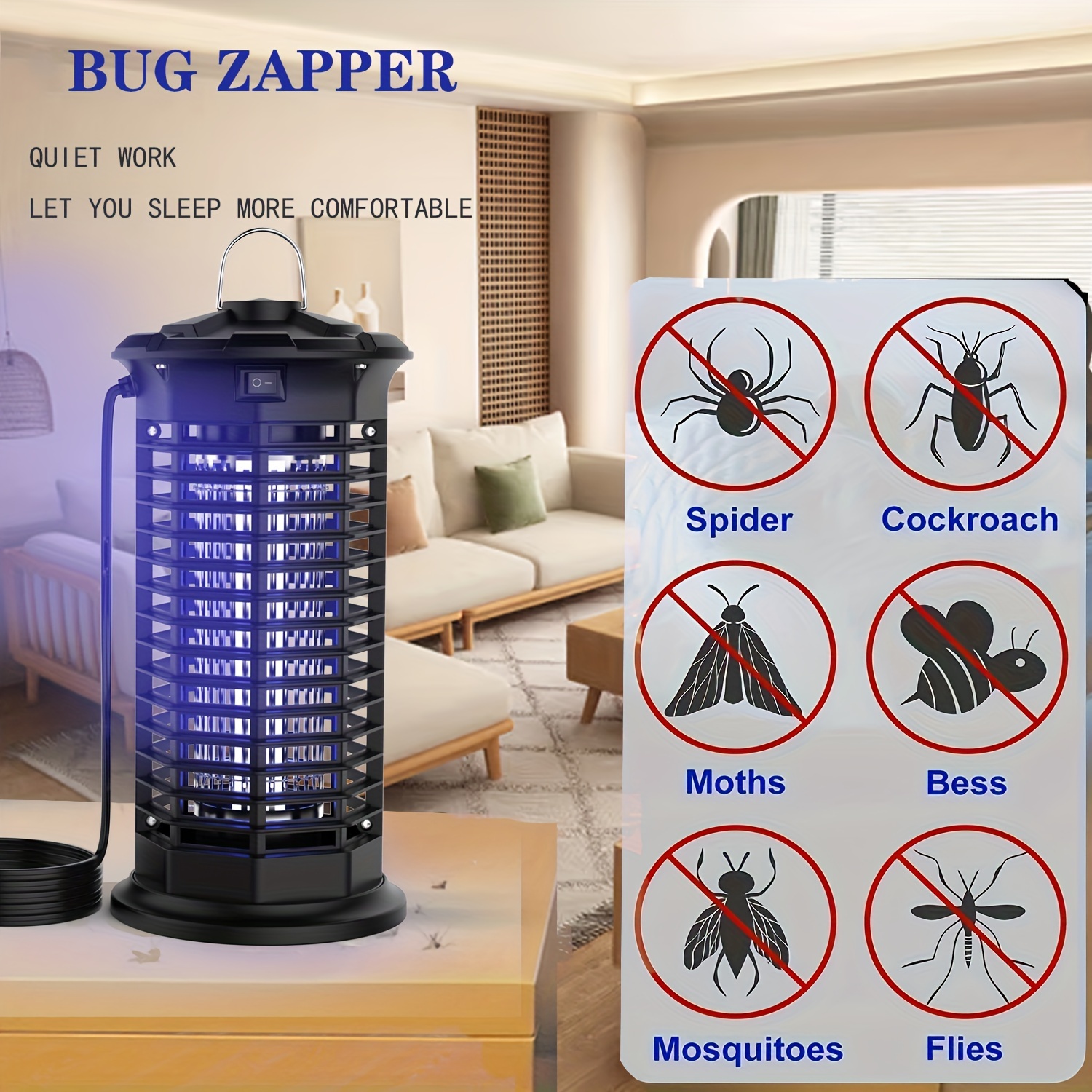 Bug Zapper, Indoor Mosquito Zapper, 1800V High Powered Mosquito