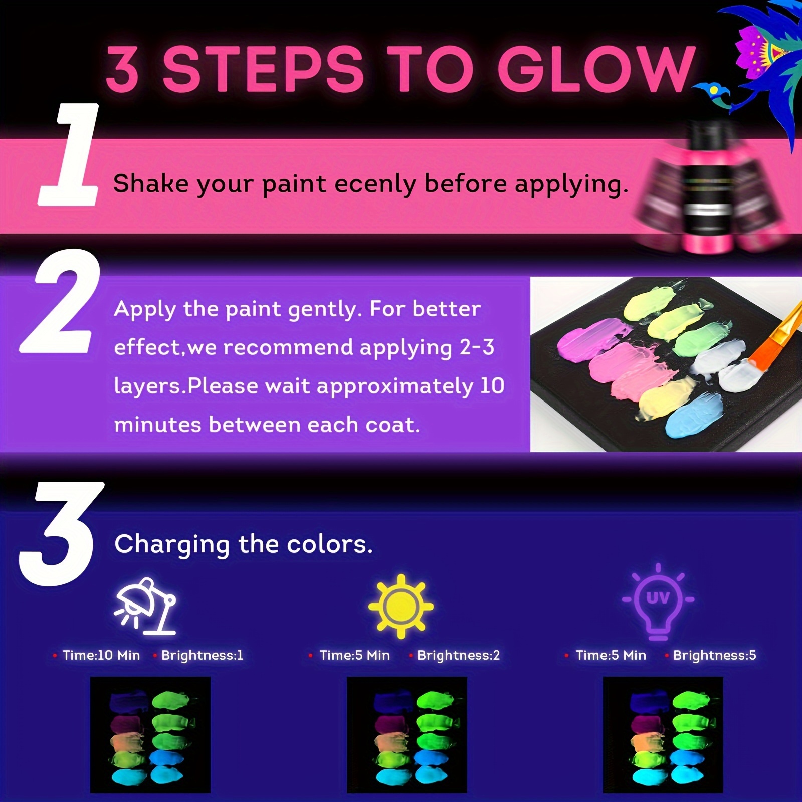 Purple Neon Glow Paint Pigment