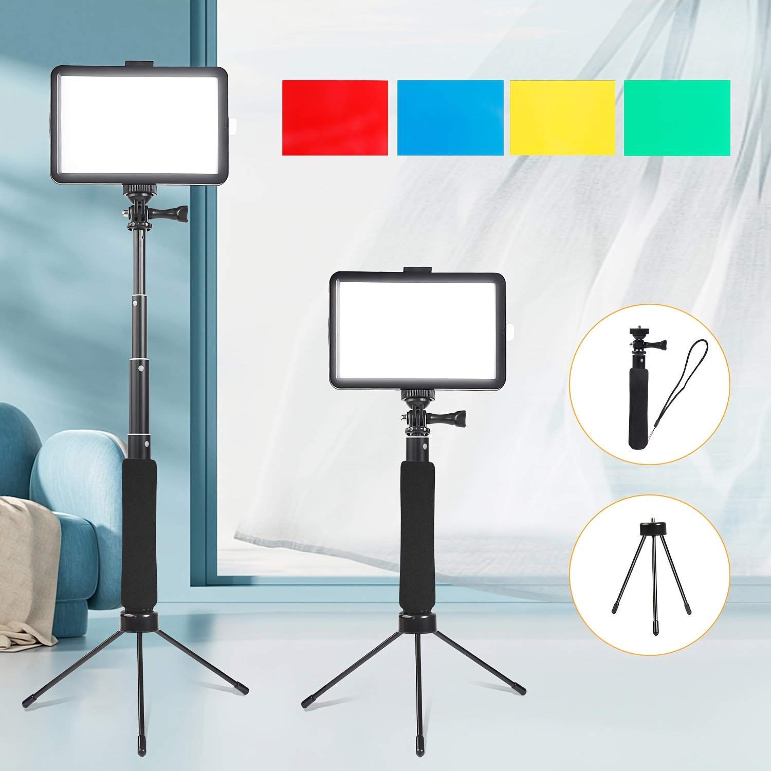 Kit de vídeo de luz LED para estudio, iluminación de fotografía en Streaming,  con trípode para grabación de fotos y vídeo, transmisión de Zoom en  ordenador, TikTok,  - AliExpress