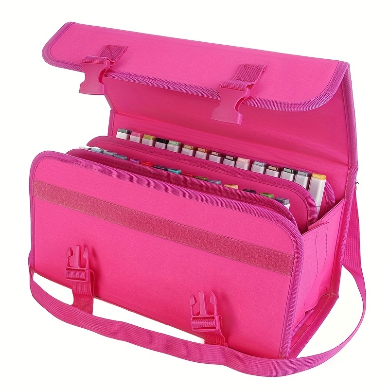 Marker Storage Case 120 Holders, Foldable Velcro Oxford Organizer with  Carrying Handle, Shoulder Strap and QR Buckle for Copic Markers, Sharpie
