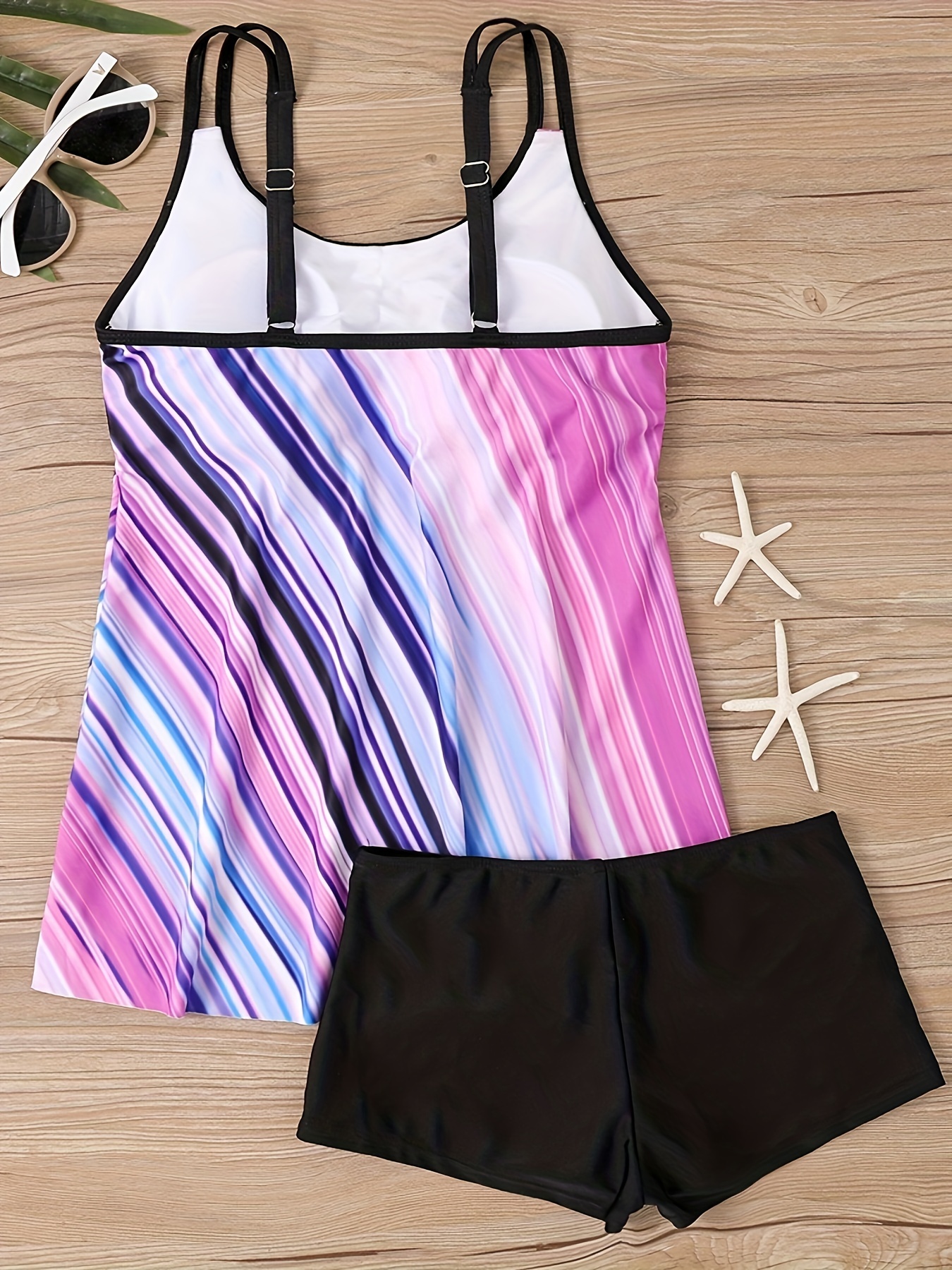 Plus Size Casual Tankini Set Women's Plus Graphic Print - Temu