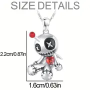 creative funny voodoo doll red heart pendant necklace for women trendy punk cartoon girl holiday decoration accessories halloween gift details 3