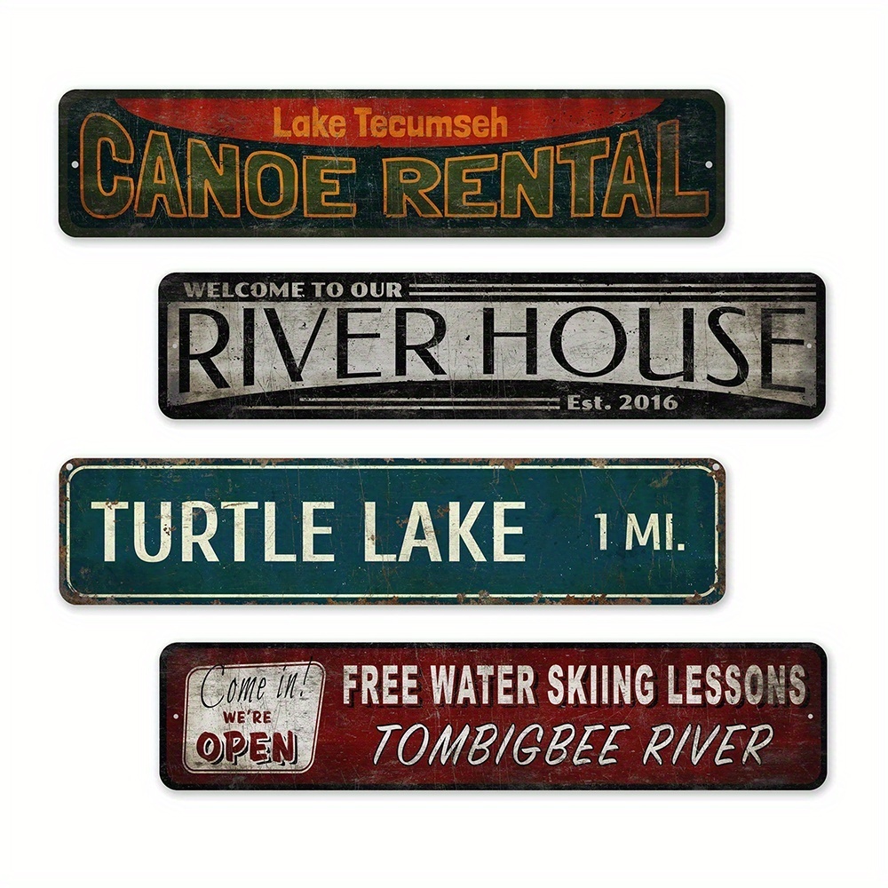 4 Signs River House Decor Free Lesson Turtle Lake - Temu