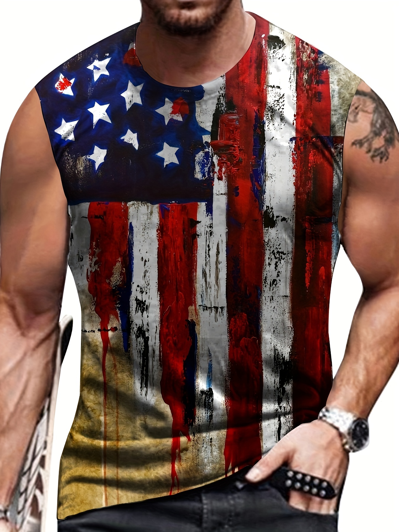  American Casual Camisetas sin mangas para hombre