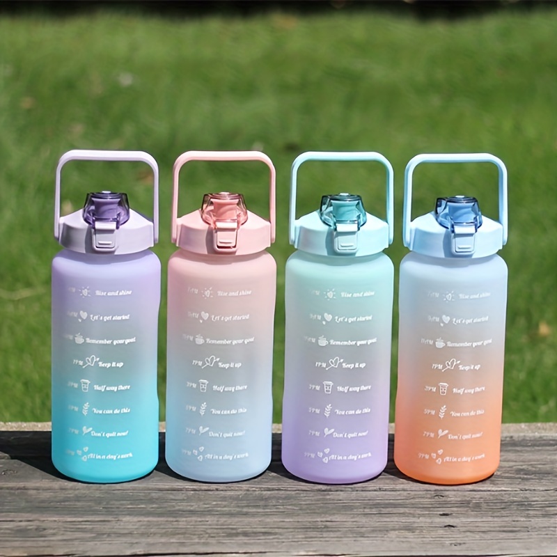 Botella de agua de 2 litros con pajita para mujeres y niñas