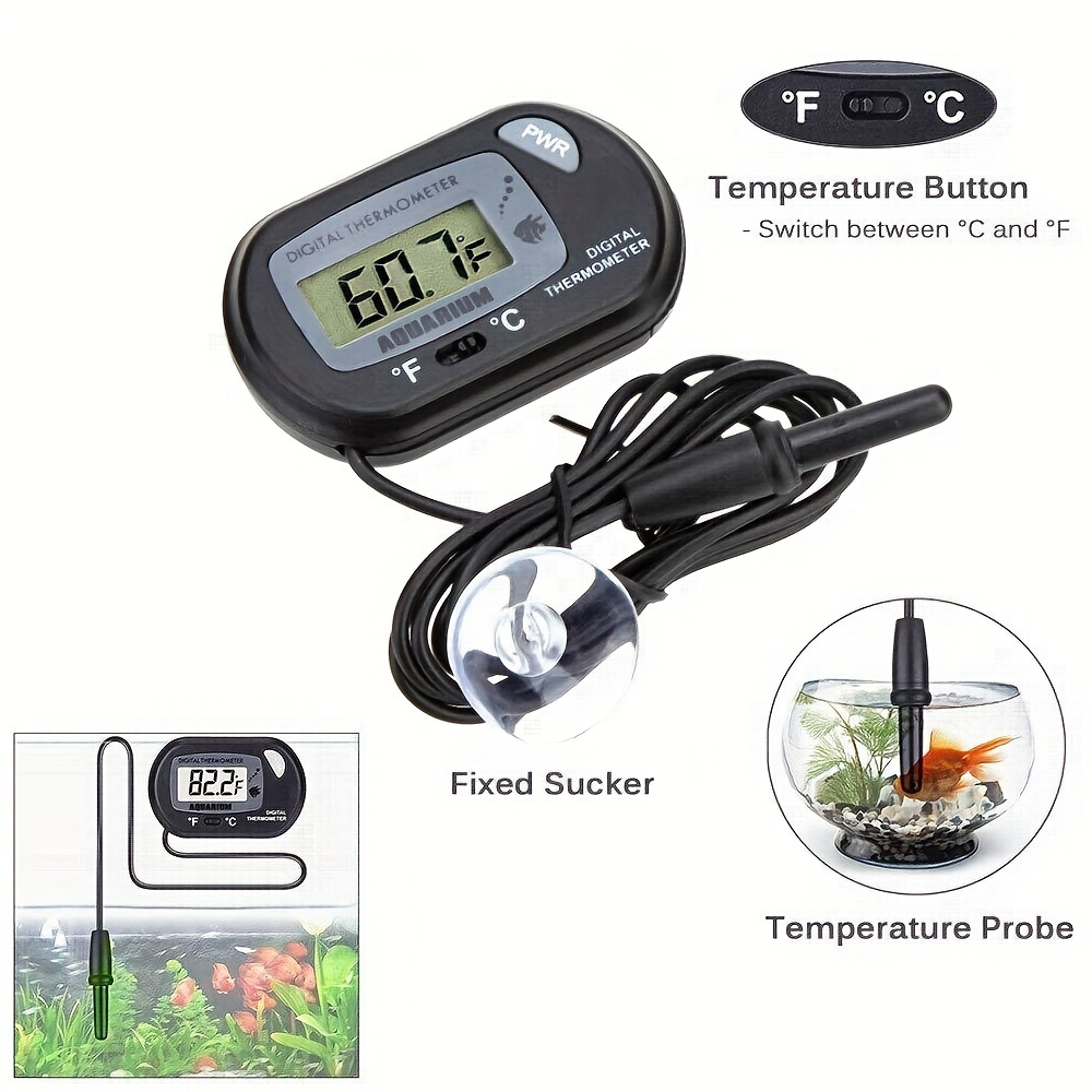 Termómetro para acuario, sensor LCD digital Acuario Termómetro de agua para acuario  Termómetro digit VoborMX