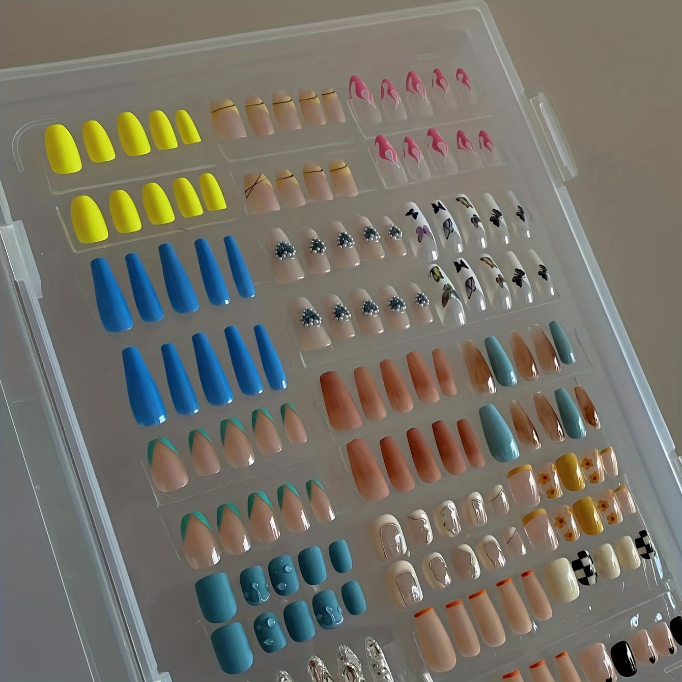 12Pcs Acrylic Press-On Nail Storage Box With Double-Sided Tape For  Displaying And Storing Artificial Nails, Suitable For Nail Salons Nail  Organizers Storage