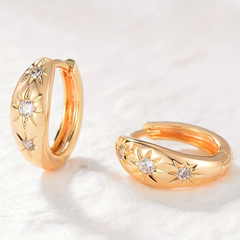 Vintage Sun Zodiac Hoop Earrings, KC Synthetic, Women