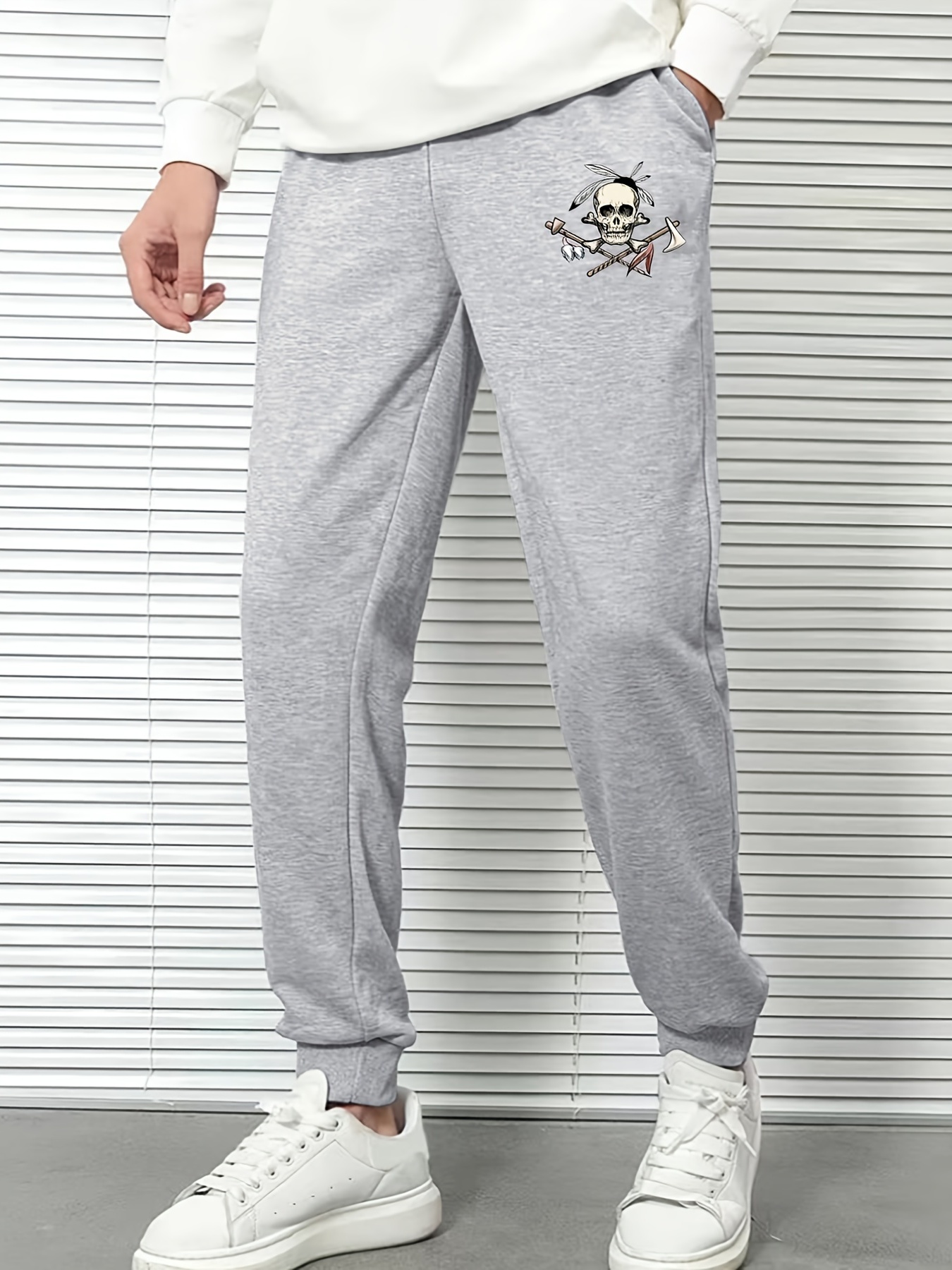 Men's Casual Skull Print Sweatpants for Spring Fall